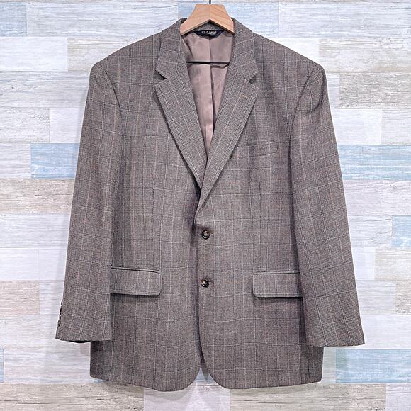 Jos. A. Bank Other - Jos A Bank Wool Tweed Sport Coat Jacket Brown Windowpane Check Mens 46R